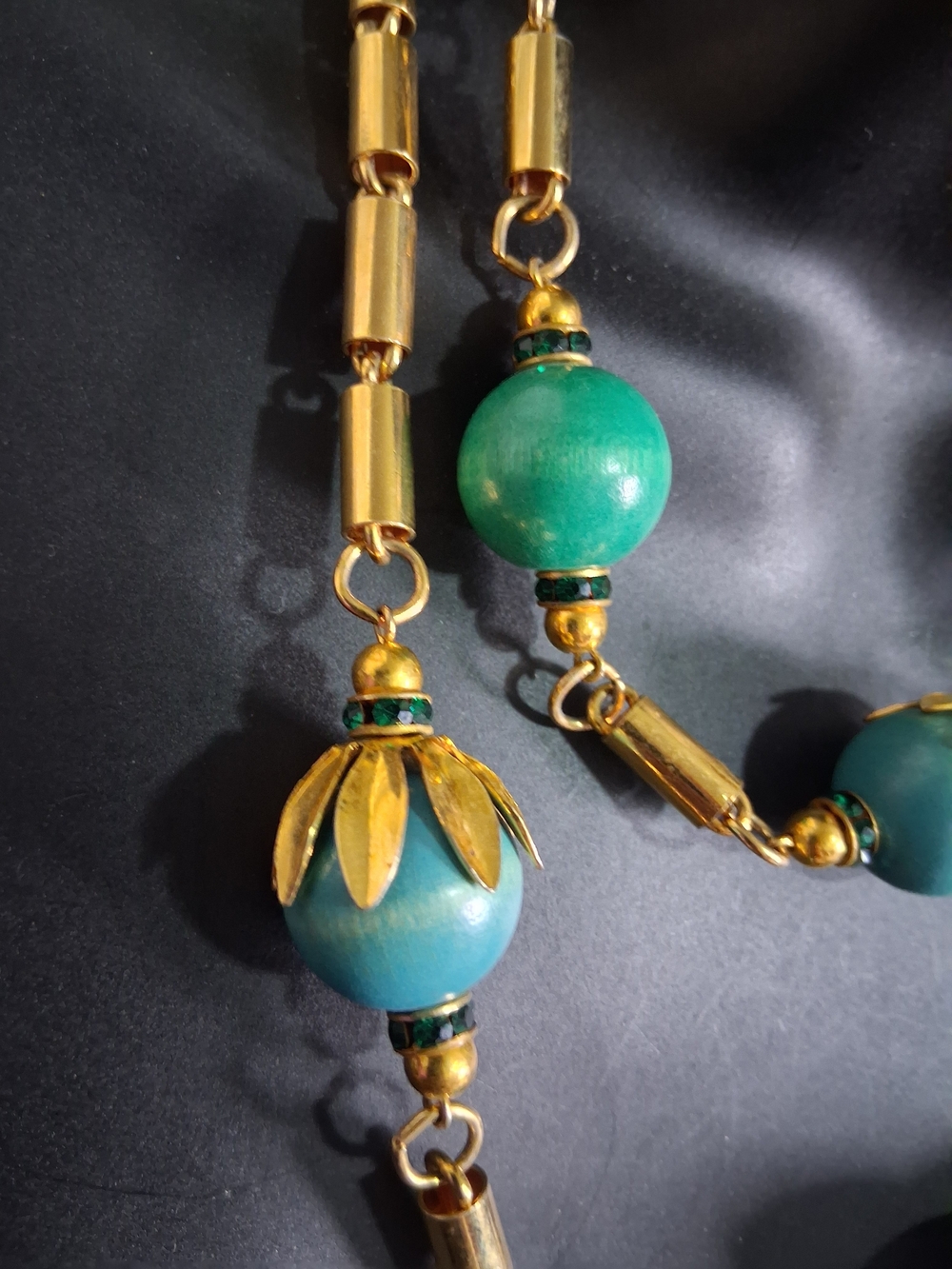 Vintage Orignal By Robert Mid-Century Turquoise Blue Faux Glass Bead Necklace - Picture 3 of 4